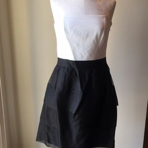 Color Block Strapless Dress. Tiered Skirt.